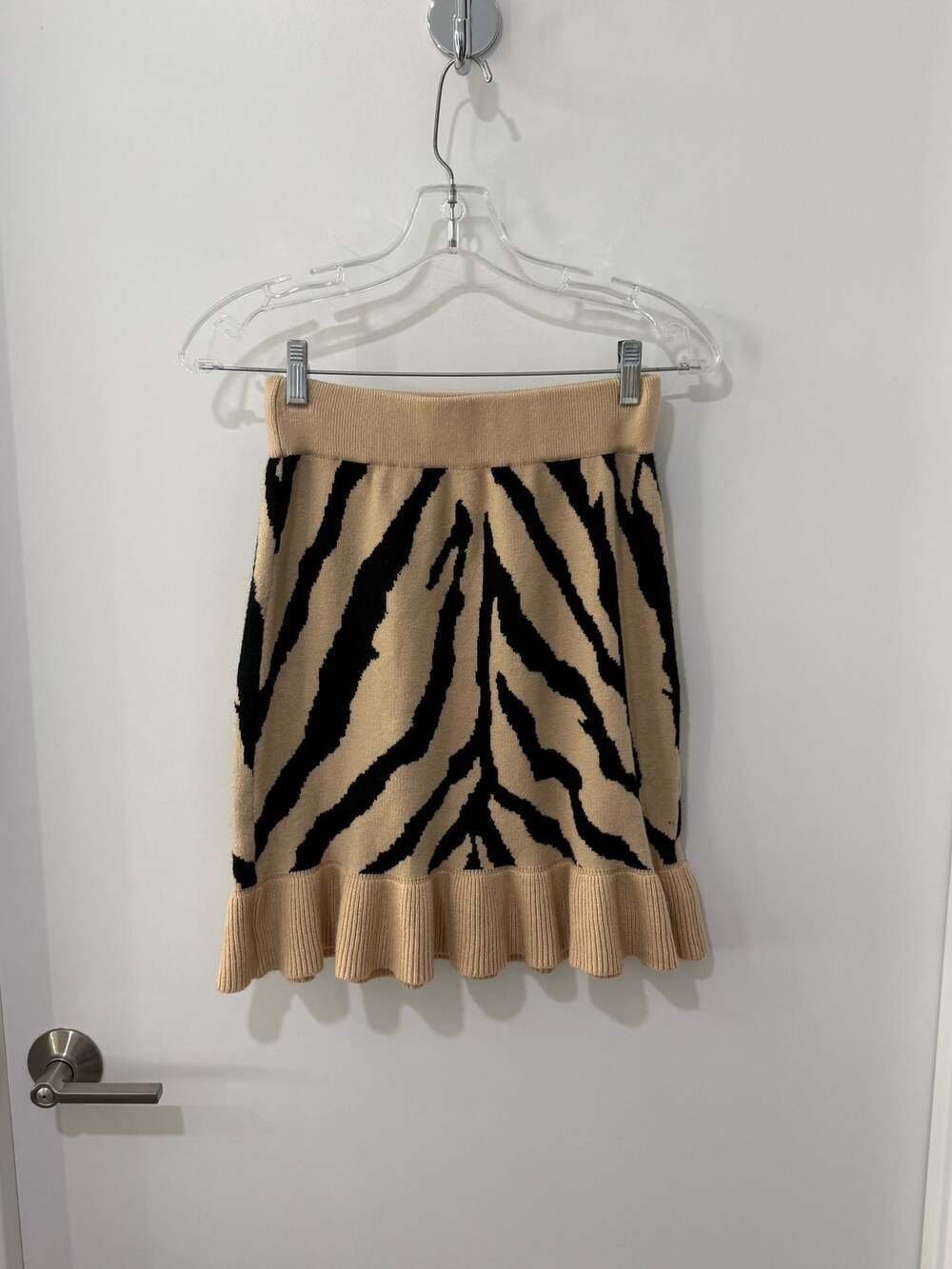 Pirate Booty for Free People Zebra Print Knit Ruffle Hem Mini Skirt